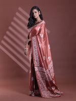 Brown Silk Soft Saree With Texture Print-MA60BSL01400056