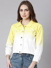 Women Yellow Ombre Denim Jacket-AE-0003-Yellow