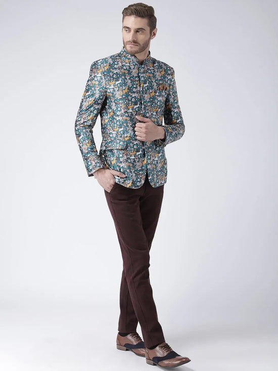 Hangup Men Standard Printed Men Formalwear-D495ButtonBlazer