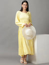 Women's Yellow Polka Dots Fit and Flare Dress-ON-594-Yellow