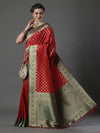 Saree Mall Women's  Blend Red Woven Design Designer Saree With Blouse Piece-16PAKHI1707