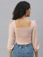 Women's Peach Solid Crop Tops-AE-10313-Peach