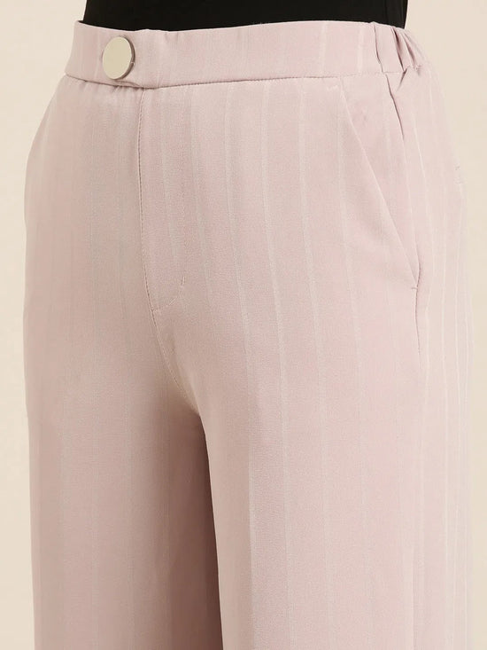 Women Pink Striped Parallel Trouser-IM-10111-Pink