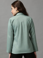 Women's Green Solid Open Front Blazer-AE-31042-Green