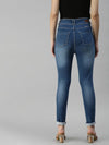 Women's Blue Solid Denim Slim Jeans-LT-22070B-Blue