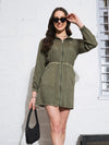 Women Olive Twill Zipper Detail Mini Dress