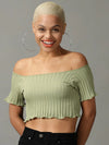 Women's Green Solid Fitted Crop Top-TG-2020-Olive