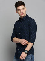 Men Navy Printed Casual Shirt-BENTONPRINT-4037-Navyblue