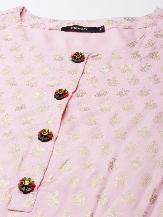 Women Pink Floral Straight Kurta-GW-4230-Pink