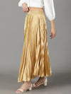 Women's Gold Solid Flared Skirt-AE-10347-Gold