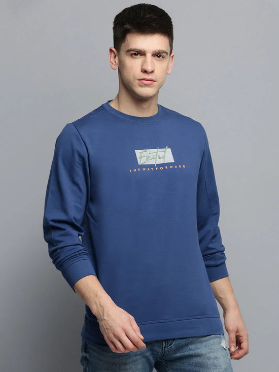 Men Blue Printed Casual Sweatshirt-BP-1411-Blue