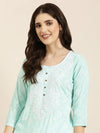 Women Sea Green Floral Straight Kurta-NJ-3384365-Seagreen