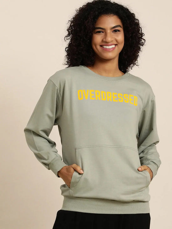 Dillinger Grey Typographic Oversized Sweatshirt-DLWMNSWT016GRY-XS