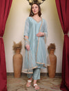 Avanshee Women's Latest Embroidred Chanderi Kurta, Pant With Dupatta Set-ES-7539SKY