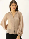 Extra Balloon sleeve Blouse in Taupe