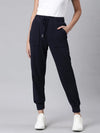 Women Navy Blue Solid Track Pant-AF-1806-Navyblue