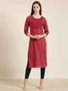 Women Fuchsia Floral Straight Kurta-AT-A1026-K-Fuchsia