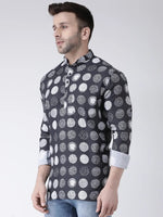 Hangup Men Slim Printed Men's Indian Wear-K9ShortKurta