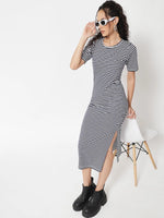 Side Slit Stripe Dress