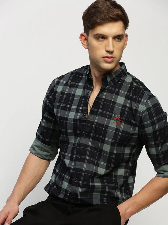 Men Black Checked Shirt-CLEON-1795-Black