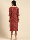 Women's Red Printed Kurta Set-SKC-3370A-Maroon