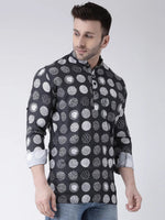 Hangup Men Slim Printed Men's Indian Wear-K9ShortKurta