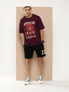 Difference of Opinion Maroon Graphic Oversized T-Shirt-DOOVR231WINE-S