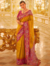 Saree Mall Women's  Blend Mustard Woven Design Designer Saree With Blouse Piece-NEYTIRI440006