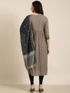 Women Anarkali Grey Solid Kurta Comes with Dupatta-GW-727-Grey