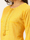 Women's Yellow Printed Straight Kurtas-HO-1430-Yellow