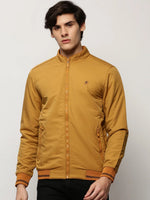 Men Yellow Solid Casual Bomber Jackets-ZD-3100-Mustard