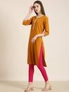 Women Mustard Striped Straight Kurta-NJ-3569282-Mustard