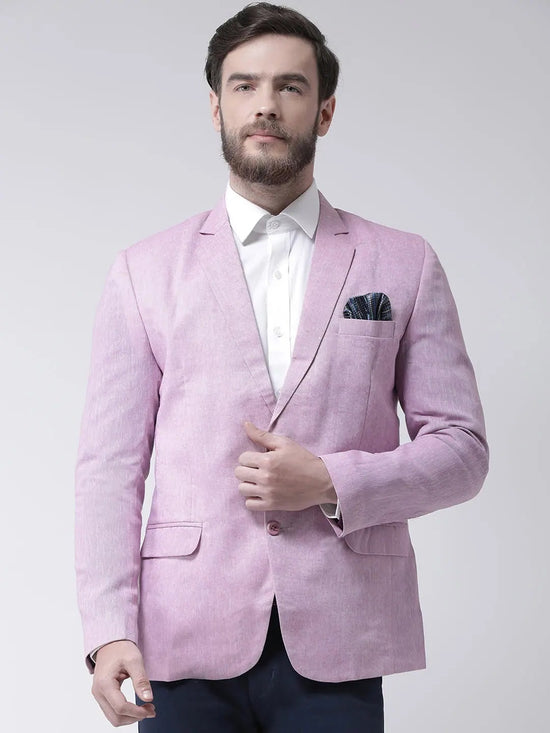 Hangup Men Standard Solid Men Formalwear-LightPurple1LinenBlazer