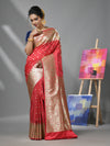 Watermelon Pink Katan Silk Banarasi Saree With Ethnic Motifs And Zari Woven Designs-MA52KA441380079