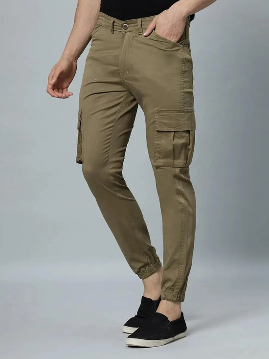 Ribbed Jogger Cargos with 6 pockets-Beige-HJC9013-30