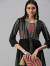 Women's Grey & Black Printed Anarkali Kurta-AAPNOSA071-Grey-Black