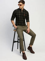 Men Green Checked Shirt-CLEON-1799-Green