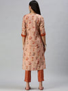 Women's Peach Printed Kurta Sets-SKC3173-Peach