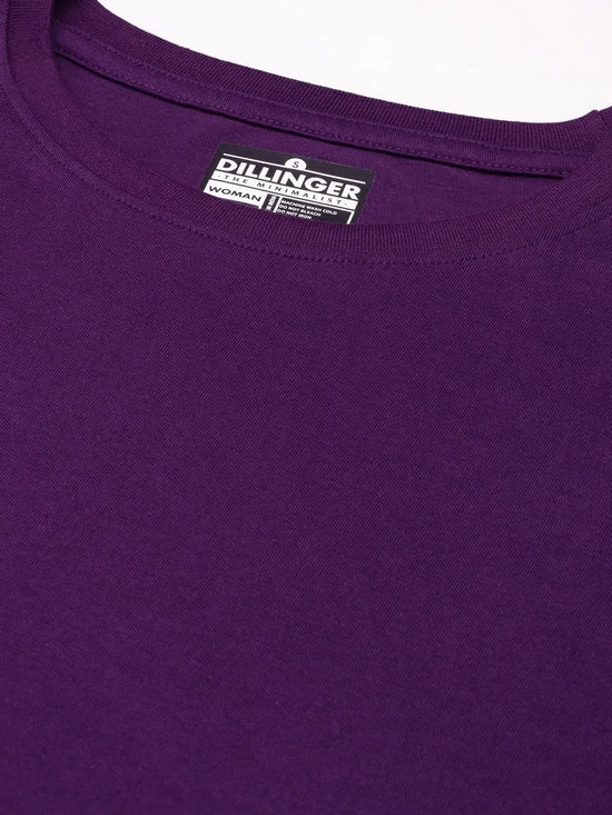 Dillinger Purple Solid Oversized T-Shirt