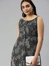 Women Black Printed A-Line Dress-AE-9920-Blackwhite