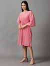 Women's Pink Polka Dots Kaftan Dress-AE-15696-Pink