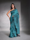 Teal Pure Cotton Ruffle Saree-MA54CT33660082