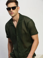 Men Green Solid Shirt-JOUSKA-1729-Olive