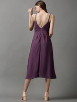 Women's Violet Solid A-Line Dress-AE-15057-Violet