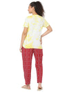 Smarty Pants Women's Cotton Lycra Tie Dye Round Neck T-Shirt & Aztec Print Pajama Night Suit Set-SMNSP-839B-S