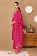 Avanshee Women's Latest Solid Embroidred Silk Blend Kurta, Pant With Dupatta Set-ES-7532-Pink