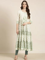 Women Cream Paisley Anarkali Kurta-RF-1742A-Cream