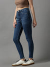 Women's Blue Solid Skinny Fit Denim Jeans-GZ-5287-2-Blue