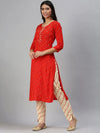 Women's Red Printed Kurta Sets-FS2235-Red