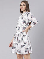 Women White Floral Fit and Flare Dress-AE-15797-White